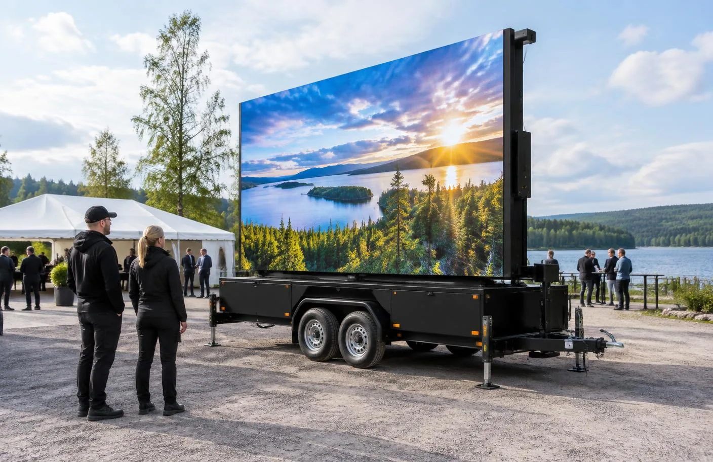 21 m² LED-trailer uppställd utomhus