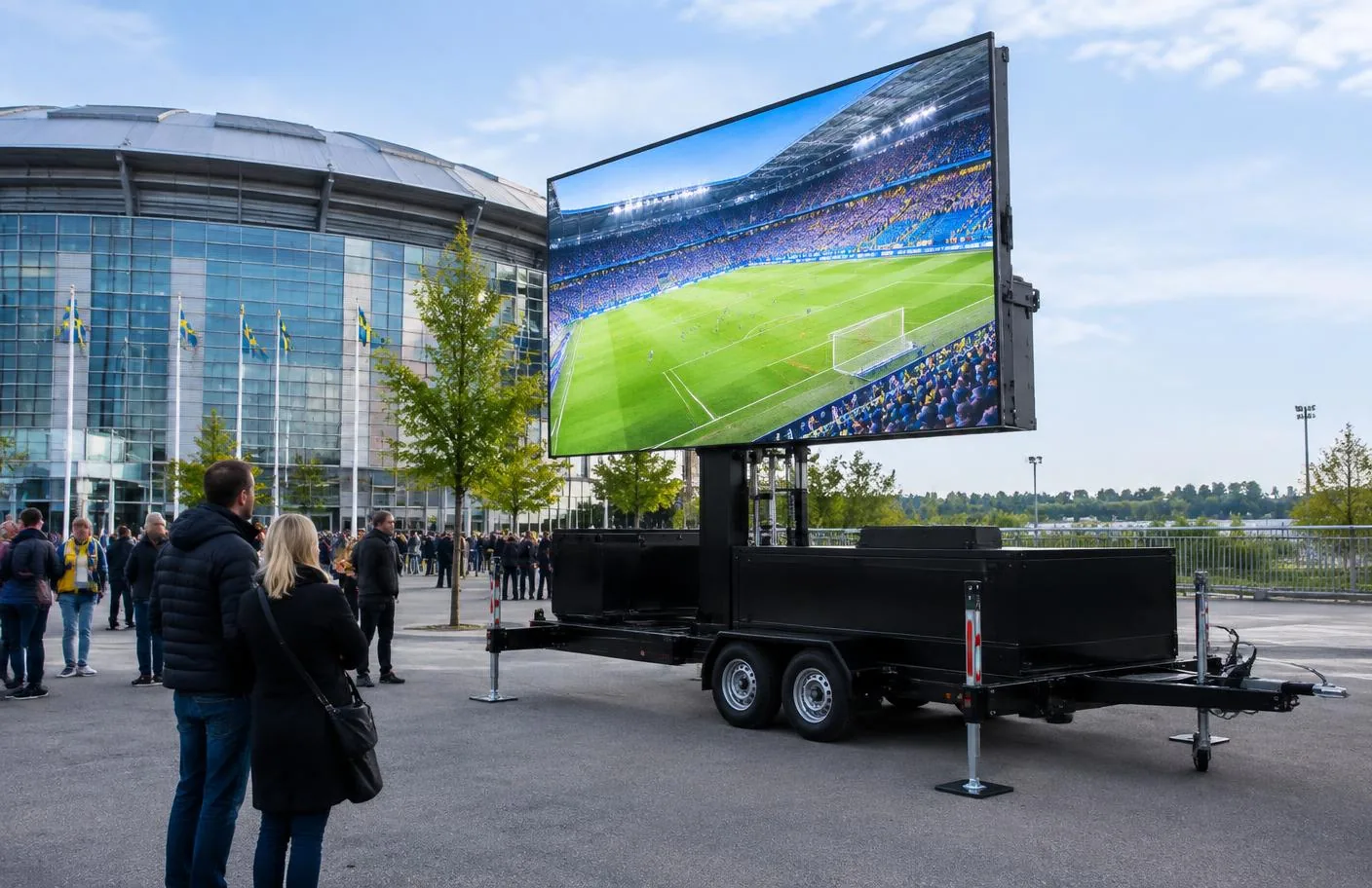 28 m² LED-trailer uppställd utomhus